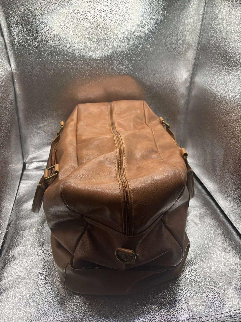 Men's Brown Leather-Style Duffel Bag – Weekend Travel Bag